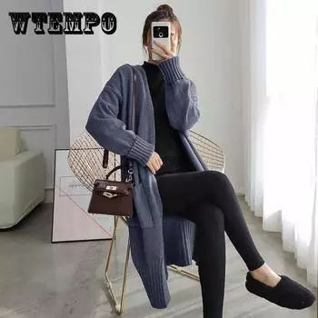 Женские кашемировые кардиганы, новый стиль для осени и зимы, повседневный длинный вязаный кардиган, женский свитер, пальто, кардиганы с V-образным вырезом One Size