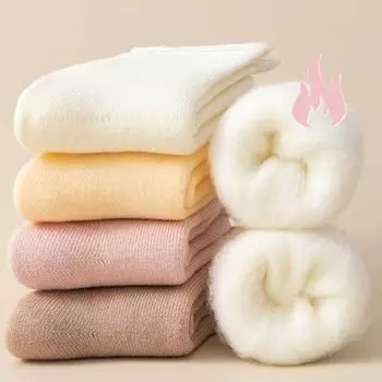 Женские кашемировые носки, зимние, утолщенные, теплые и устойчивые к холоду, средние носки-трубы, однотонные, простые, для сна, носки-полуноски