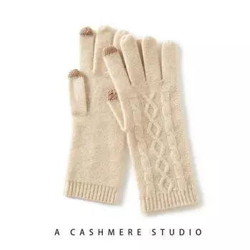 Женские кашемировые перчатки, Qinghe кашемир, 100% кашемир, осенние и зимние перчатки, теплые, модные,