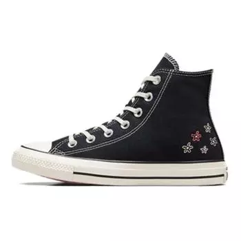 Женские кеды Converse Chuck Taylor All Star High с вышитыми маленькими цветами, черные, Egret Donut-Glaze A10148C 39