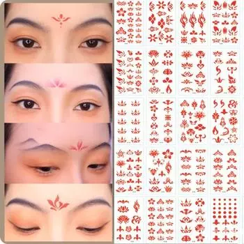 Женские китайские цветы временные татуировки поддельные татуировки боди-арт наклейки татуировки на лоб наклейки 30pcs