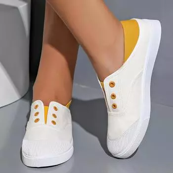 Женские классические белые парусиновые туфли с круглым носком для школьников, женские удобные уличные туфли, Zapatos De Mujer, размер 35-42 35 оранжевый