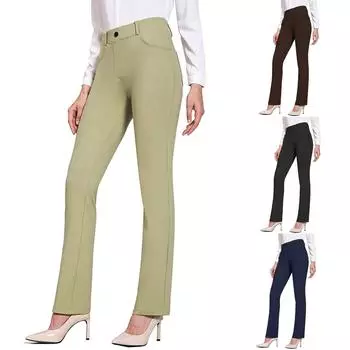 Женские классические брюки для йоги, эластичные рабочие брюки, деловые брюки прямого кроя с карманами M чёрный