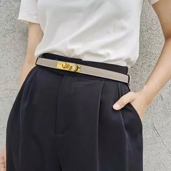 Женские классические брюки H Home с тонким поясом, универсальный двусторонний ремень с декоративным замком, белый цвет