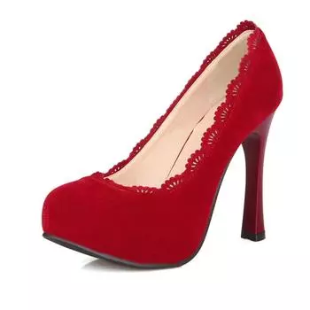 Женские классические туфли-лодочки на платформе с круглым носком и высоким блочным каблуком, удобные офисные женские туфли, размер 34-49 35