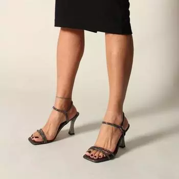 Женские классические туфли на каблуке с платиновым камнем на каблуке