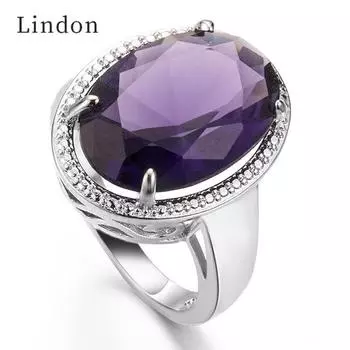 Женские классические ювелирные кольца Lindon с цирконом, подарок на помолвку 6 фиолетовый