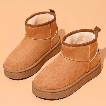 Женские классические зимние ботинки на платформе, зимние теплые нескользящие полусапожки с подкладкой из искусственного меха для женщин, удобные короткие ботинки с подкладкой из искусственной замши и флиса 36 коричневый