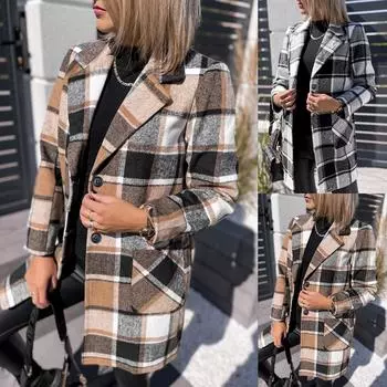 Женские клетчатые рубашки с начесом, фланелевая куртка с длинными рукавами и лацканами на пуговицах и карманами, пальто XXL чёрный