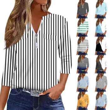 Женские клетчатые рубашки с рукавом 3/4 на молнии с цветочным принтом, повседневная туника, блузка, топы L чёрный