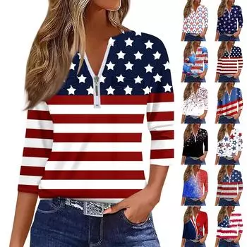 Женские клетчатые рубашки с рукавом 3/4 на молнии с цветочным принтом, повседневная туника, блузка, топы L чёрный