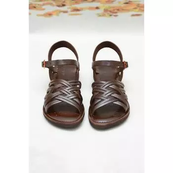 Женские кофейные удобные повседневные сандалии из натуральной льняной кожи с мягкой подошвой Повседневные сандалии в качественном стиле