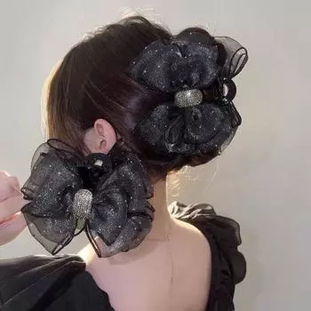 Женские коготь для волос, блестящее сердце, стразы, декор в виде банта, заколка для волос на затылке, заколка для волос в форме акулы, аксессуары для волос F