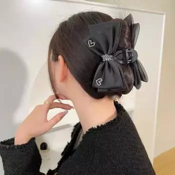 Женские коготь для волос, блестящее сердце, стразы, декор в виде банта, заколка для волос на затылке, заколка для волос в форме акулы, аксессуары для волос F