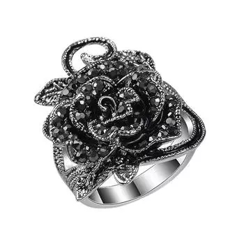 Женские Кольца Цветок Ретро Роза Бриллиантовое Кольцо Женское Кольцо 6 серебряный