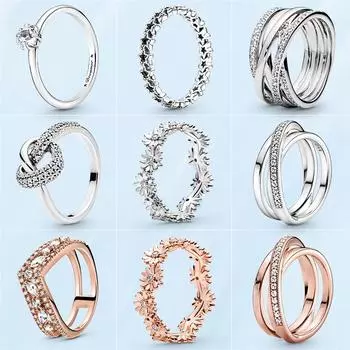 Женские кольца из стерлингового серебра 925 пробы, модное кольцо со сверкающими и полированными линиями, кольцо на палец для женщин, свадебное обручальное ювелирное изделие, подарок 8