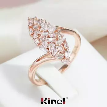 Женские кольца Kinel из розового золота с павеированным покрытием 7 розового золота