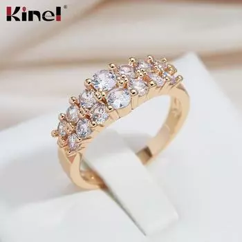 Женские кольца Kinel с блестящим кубическим цирконием, роскошные ювелирные изделия с твердым покрытием 6