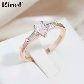 Женские кольца Kinel с натуральным цирконом, классические свадебные украшения для невесты 7