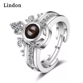 Женские кольца Lindon из медного сплава с цирконом, ювелирные кольца для вечеринок розового золота