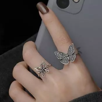 Женские кольца, персонализированное полое кольцо с бабочкой, женское стереоскопическое суперфея, кольцо с бабочкой и насекомым, вечерние украшения, подарок Resizable