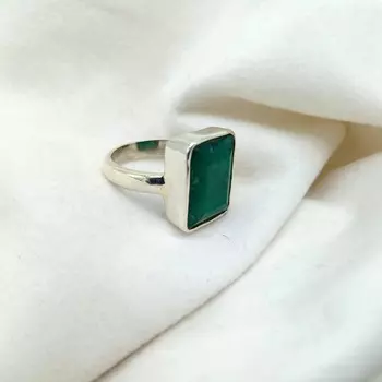 Женские кольца ручной работы с изумрудным драгоценным камнем из стерлингового серебра 925 пробы 4 зелёный
