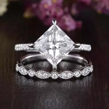 Женские кольца с бриллиантами, простые квадратные бриллиантовые аксессуары, парные кольца No. 5