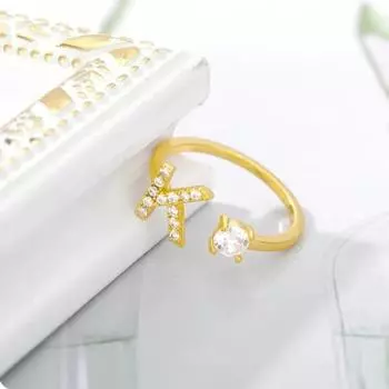Женские кольца с цирконом AZ, кольцо из нержавеющей стали с регулируемой диафрагмой, алфавитное имя, свадебные украшения, подарок X золотой