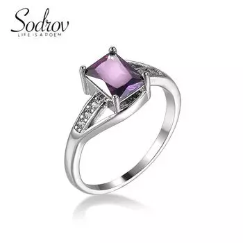 Женские кольца SODROV с фиолетовым цирконием 6 зелёный