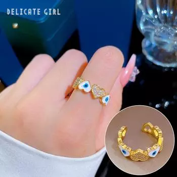 Женские кольца Свадебные кольца с сердцем и глазами, круглые кольца, подарки для женщин и девочек, вечерние модные украшения