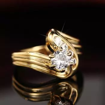 Женские кольца золотого цвета с геометрическим рисунком, уникальный дизайн, роскошные женские кольца для вечеринки, подарка на годовщину, новые эффектные ювелирные изделия 2022 6