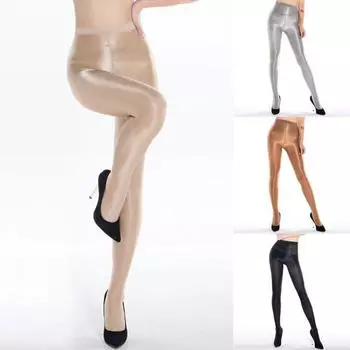 Женские колготки 70D, блестящие, с высокой талией, узкие чулки, клубная одежда светло-серый
