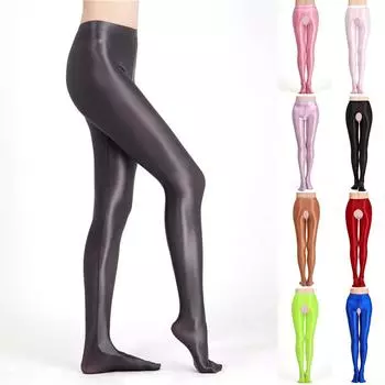 Женские колготки-чулки с вырезами, глянцевые, с высокой талией, M-XL