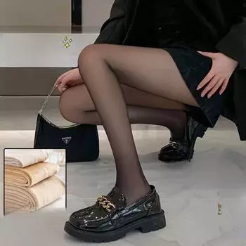 Женские колготки из искусственного прозрачного бархата телесного цвета: Черный, Серый - Осень/Зима One size (80-120 catties) 80 grams чёрный