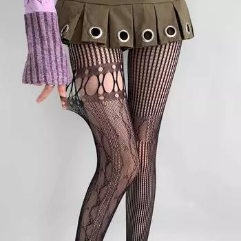 Женские колготки кружевные чулки женские ажурные шелковые чулки женские колготки чулки One size чёрный