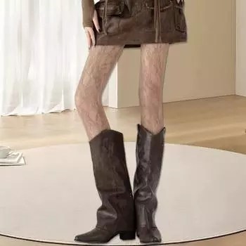 Женские колготки с ажурным узором в виде цветка лозы, ультратонкие, прозрачные, высокоэластичные, противоскользящие, однотонные кофейный