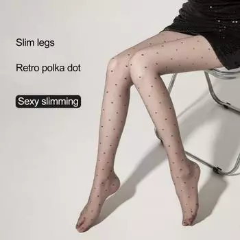 Женские колготки с принтом в виде сердца в горошек, ультратонкие, прозрачные, высокоэластичные, нескользящие, однотонные, для поездок на работу, свиданий, вечеринок, мини-юбка, подходящие чулочно-носочные изделия