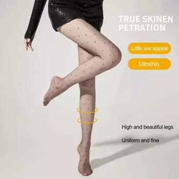 Женские колготки с принтом в виде сердца в горошек, ультратонкие, прозрачные, высокоэластичные, нескользящие, однотонные, для поездок на работу, свиданий, вечеринок, мини-юбка, подходящие чулочно-носочные изделия чёрный