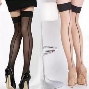 Женские колготки со швом на спине, модные чулки выше колена Дешевле и лучше чёрный