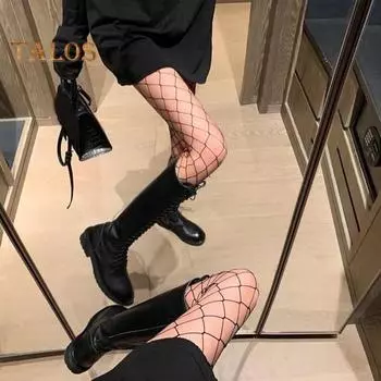 Женские колготки в сеточку, высокая эластичность, ультратонкие узкие однотонные нескользящие женские длинная юбка до бедра в японском стиле JK и шорты S