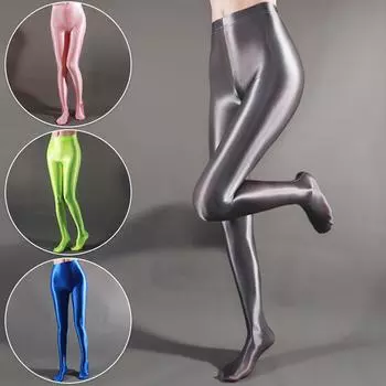 Женские комбинезоны, эластичные блестящие блестящие чулки, колготки, леггинсы для танцев и фитнеса M белый