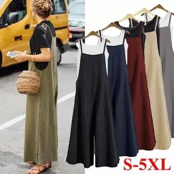 Женские комбинезоны на подтяжках, повседневные свободные комбинезоны на бретелях, женские однотонные длинные брюки L дубильная кора
