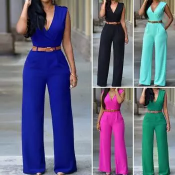 Женские комбинезоны, однотонные, мягкие, дышащие, легко сочетающиеся, облегающие, с глубоким V-образным вырезом, с высокой талией и поясом, узкая талия, летний комбинезон, женская одежда 2XL розовый