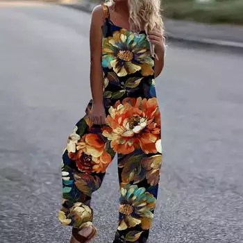 Женские комбинезоны с принтом, комбинезоны, брюки, свободные комбинезоны, мешковатые брюки XXXL