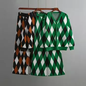 Женские комплекты из 2-х свитеров, вязаные кардиганы, свитера, широкие брюки, спортивный костюм, комплект одежды на осень-зиму, повседневные спортивные костюмы для женщин One Size чёрный