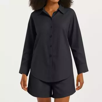 Женские комплекты из 2 предметов, топы с короткими рукавами и широкими штанами, спортивные костюмы L чёрный