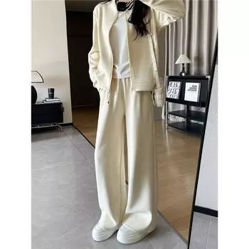 Женские комплекты из двух предметов: кардиган с длинным рукавом, толстовка, топы и длинные брюки, повседневные свободные костюмы больших размеров L чёрный