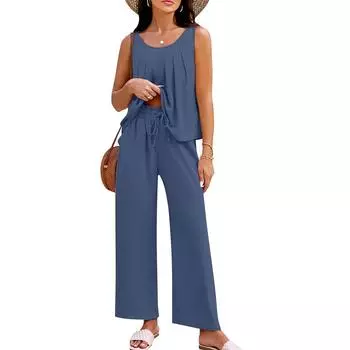 Женские комплекты из двух предметов, праздничные наряды, одинаковые льняные комплекты, одежда, нарядные комбинезоны с брюками L