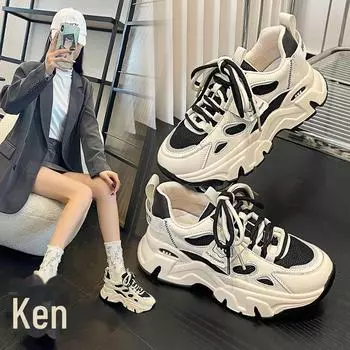 Женские корейские бархатные кроссовки на толстой подошве — повседневная обувь, визуально увеличивающая рост, на осень/зиму 2024 года 36