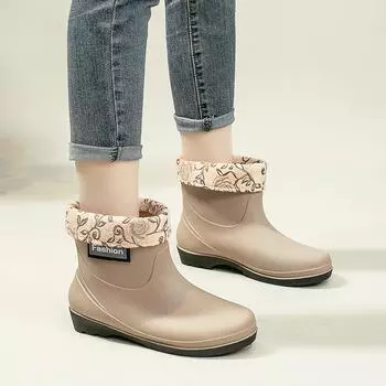 Женские корейские короткие нескользящие резиновые сапоги 36